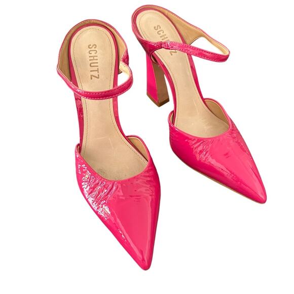Schutz Dover Mule Hot Pink Patent Barbiecore 9.5B - Picture 1 of 13